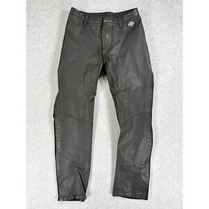 Harley-Davidson Leather Nylon Pants Womens 30/2 Black Lined Stretch Biker Riding